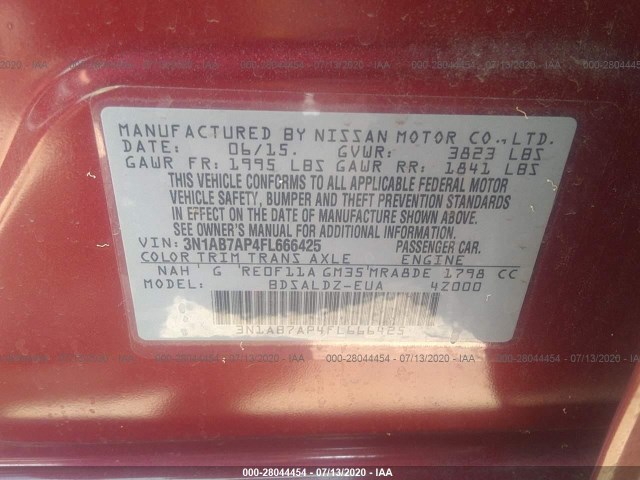 Photo 8 VIN: 3N1AB7AP4FL666425 - NISSAN SENTRA 