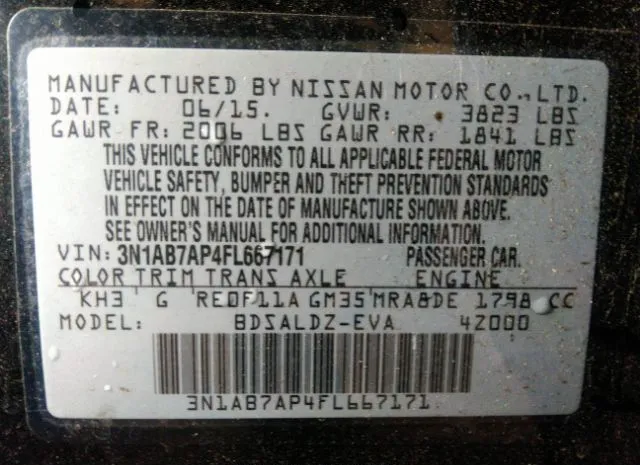 Photo 8 VIN: 3N1AB7AP4FL667171 - NISSAN SENTRA 