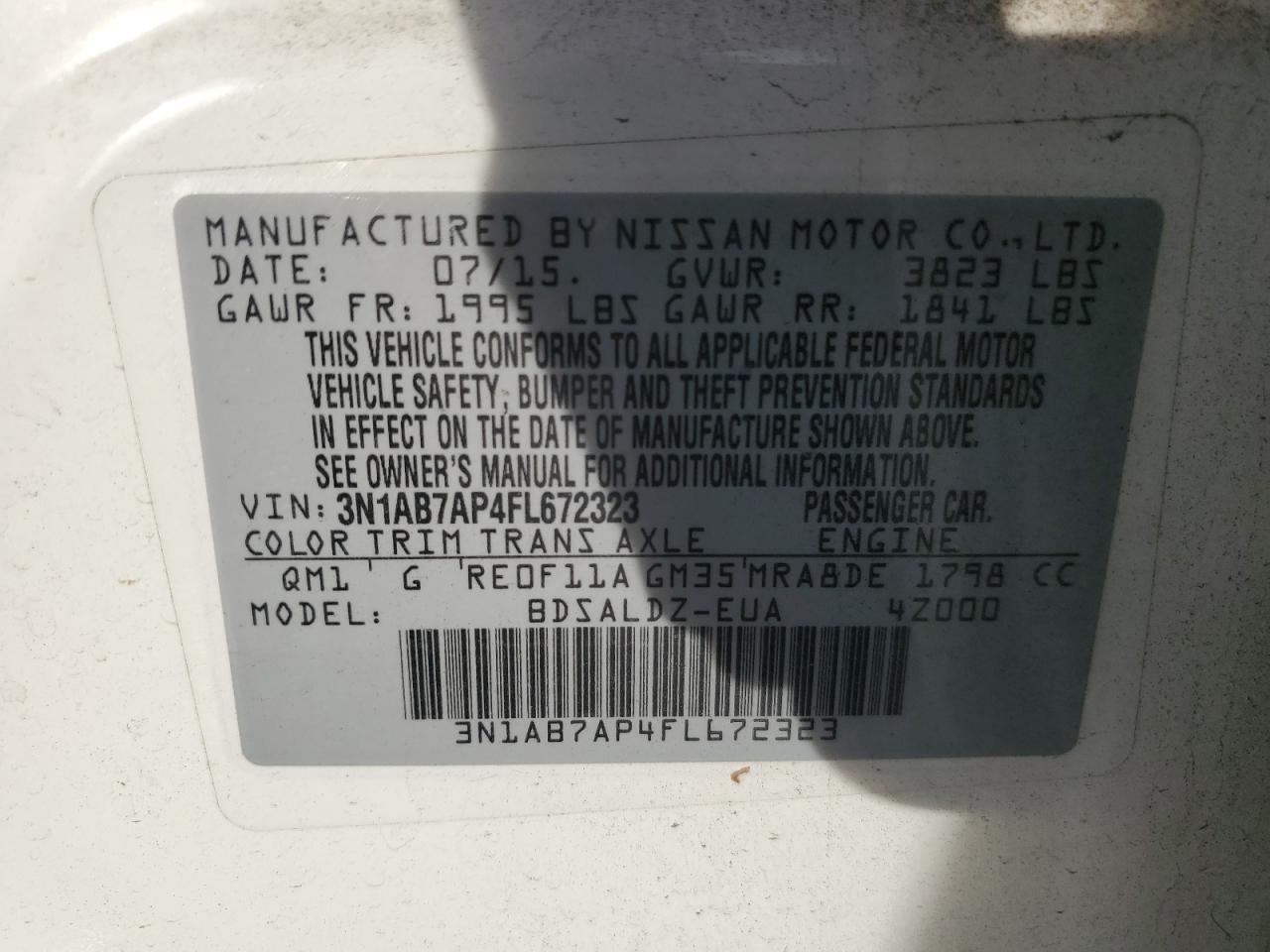 Photo 12 VIN: 3N1AB7AP4FL672323 - NISSAN SENTRA 