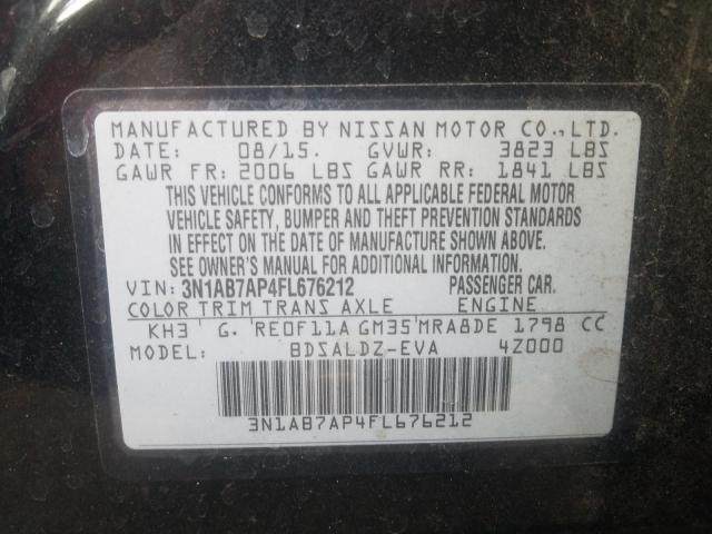 Photo 9 VIN: 3N1AB7AP4FL676212 - NISSAN SENTRA S 