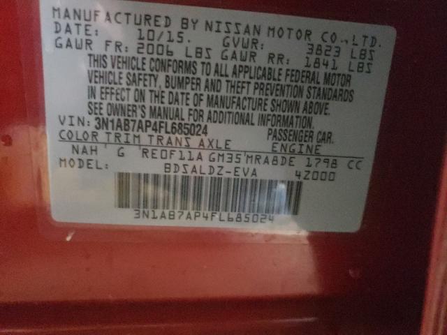 Photo 9 VIN: 3N1AB7AP4FL685024 - NISSAN SENTRA S 