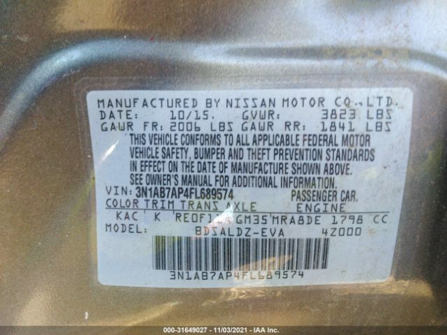 Photo 8 VIN: 3N1AB7AP4FL689574 - NISSAN SENTRA 