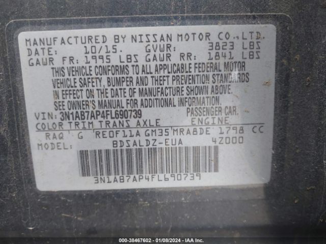 Photo 8 VIN: 3N1AB7AP4FL690739 - NISSAN SENTRA 