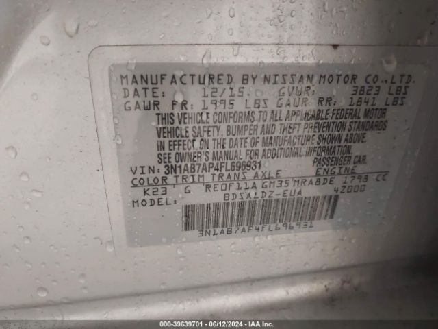 Photo 8 VIN: 3N1AB7AP4FL696931 - NISSAN SENTRA 