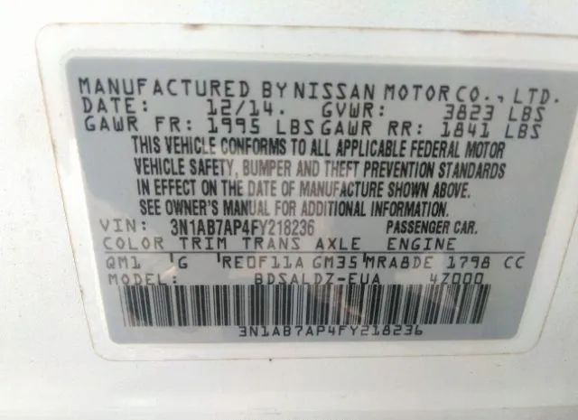 Photo 8 VIN: 3N1AB7AP4FY218236 - NISSAN SENTRA 