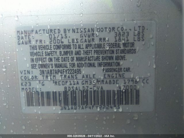 Photo 8 VIN: 3N1AB7AP4FY222495 - NISSAN SENTRA 