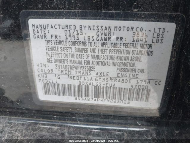 Photo 8 VIN: 3N1AB7AP4FY225025 - NISSAN SENTRA 