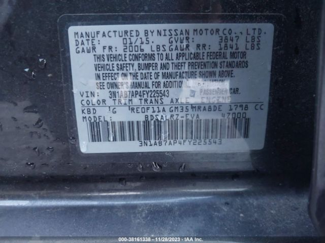 Photo 8 VIN: 3N1AB7AP4FY225543 - NISSAN SENTRA 