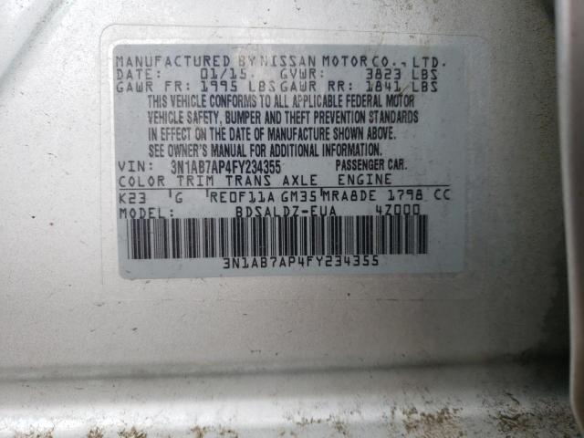 Photo 12 VIN: 3N1AB7AP4FY234355 - NISSAN SENTRA S 