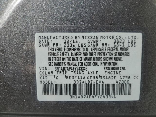 Photo 11 VIN: 3N1AB7AP4FY243346 - NISSAN SENTRA S 