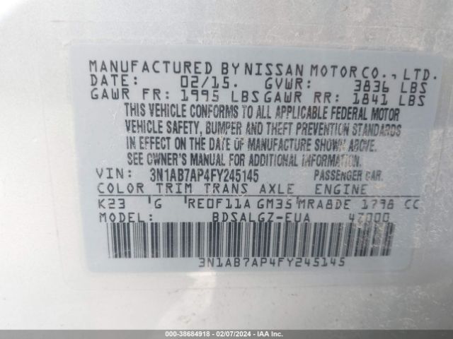 Photo 8 VIN: 3N1AB7AP4FY245145 - NISSAN SENTRA 