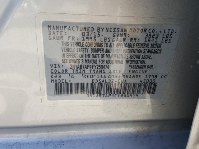 Photo 9 VIN: 3N1AB7AP4FY250474 - NISSAN SENTRA S 