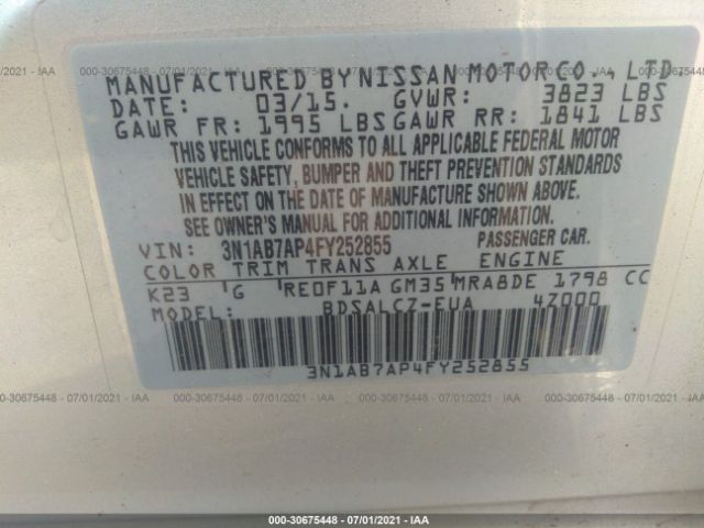 Photo 8 VIN: 3N1AB7AP4FY252855 - NISSAN SENTRA 