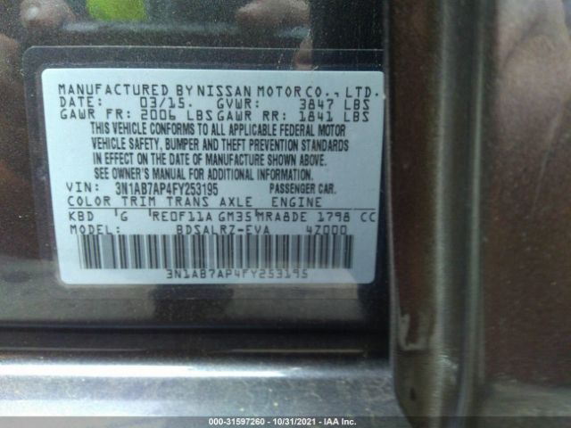 Photo 8 VIN: 3N1AB7AP4FY253195 - NISSAN SENTRA 