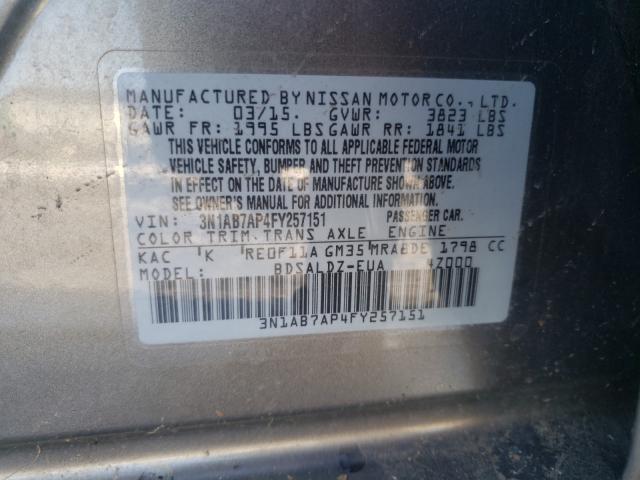 Photo 9 VIN: 3N1AB7AP4FY257151 - NISSAN SENTRA S 