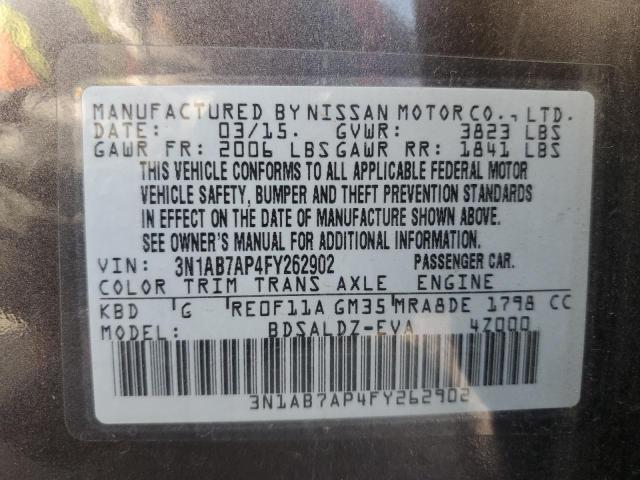 Photo 12 VIN: 3N1AB7AP4FY262902 - NISSAN SENTRA S 