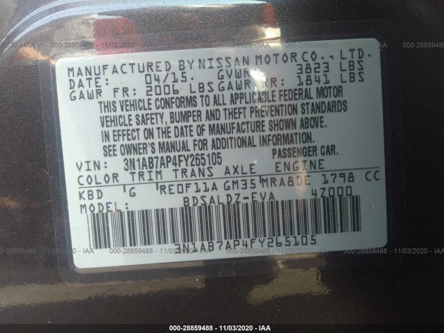 Photo 8 VIN: 3N1AB7AP4FY265105 - NISSAN SENTRA 