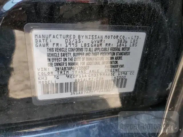 Photo 11 VIN: 3N1AB7AP4FY285807 - NISSAN SENTRA 