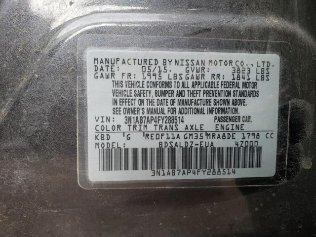 Photo 11 VIN: 3N1AB7AP4FY288514 - NISSAN SENTRA S 