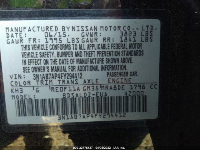 Photo 8 VIN: 3N1AB7AP4FY294412 - NISSAN SENTRA 