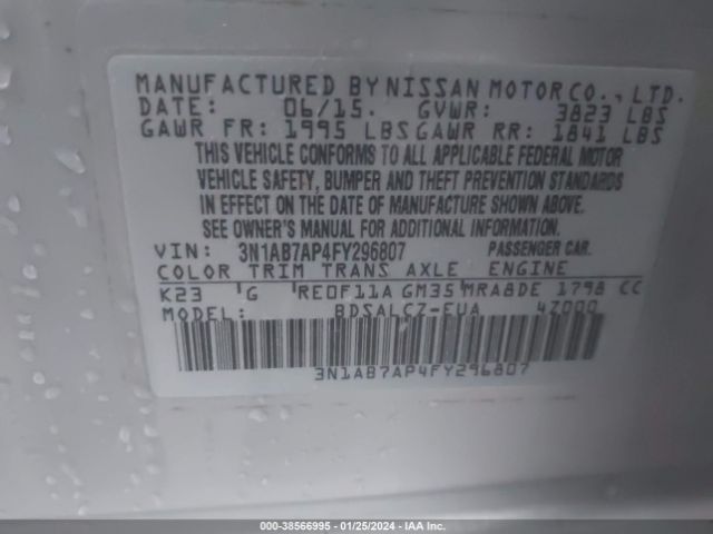 Photo 8 VIN: 3N1AB7AP4FY296807 - NISSAN SENTRA 