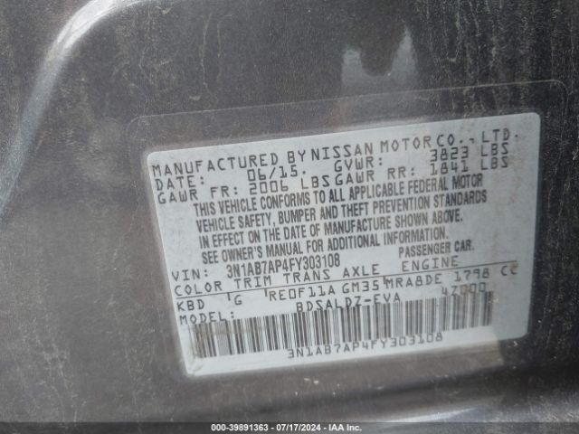 Photo 8 VIN: 3N1AB7AP4FY303108 - NISSAN SENTRA 