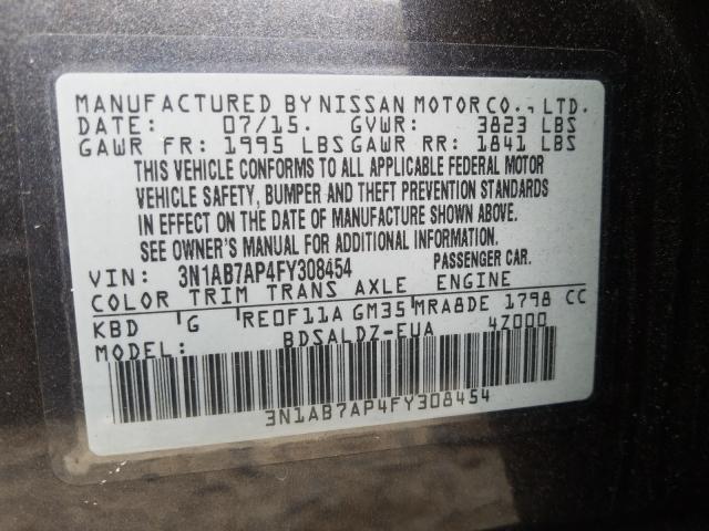 Photo 9 VIN: 3N1AB7AP4FY308454 - NISSAN SENTRA 