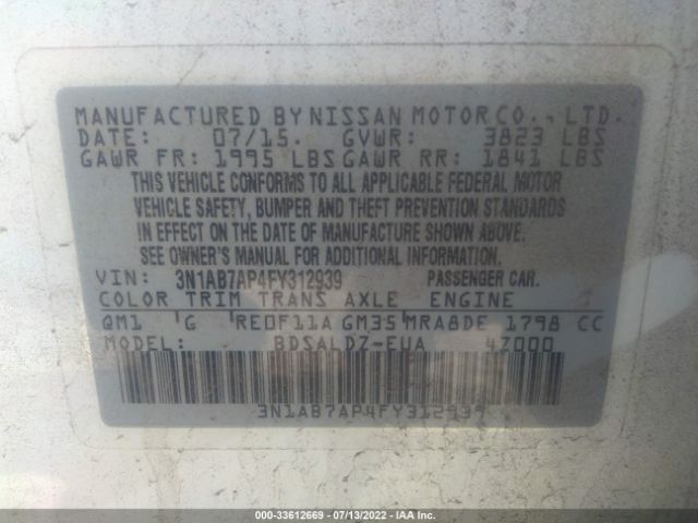 Photo 8 VIN: 3N1AB7AP4FY312939 - NISSAN SENTRA 