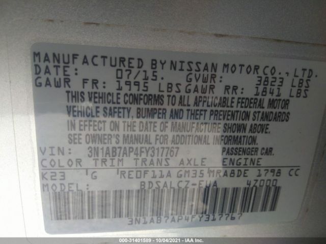 Photo 8 VIN: 3N1AB7AP4FY317767 - NISSAN SENTRA 