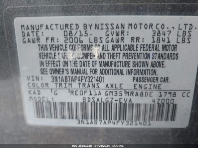 Photo 8 VIN: 3N1AB7AP4FY321401 - NISSAN SENTRA 