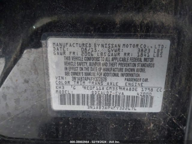 Photo 8 VIN: 3N1AB7AP4FY322676 - NISSAN SENTRA 