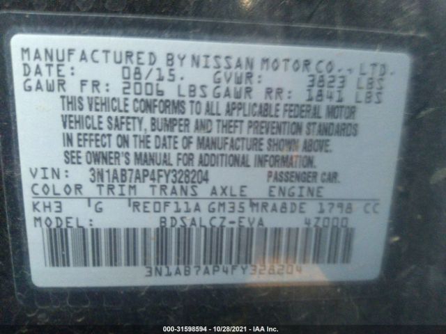 Photo 8 VIN: 3N1AB7AP4FY328204 - NISSAN SENTRA 