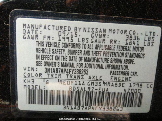 Photo 8 VIN: 3N1AB7AP4FY338263 - NISSAN SENTRA 