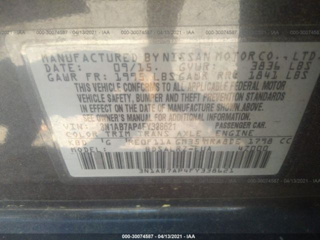 Photo 8 VIN: 3N1AB7AP4FY338621 - NISSAN SENTRA 