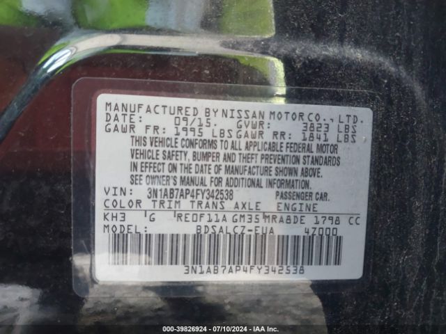 Photo 8 VIN: 3N1AB7AP4FY342538 - NISSAN SENTRA 