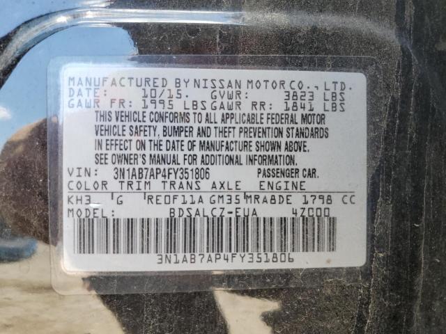 Photo 9 VIN: 3N1AB7AP4FY351806 - NISSAN SENTRA S 