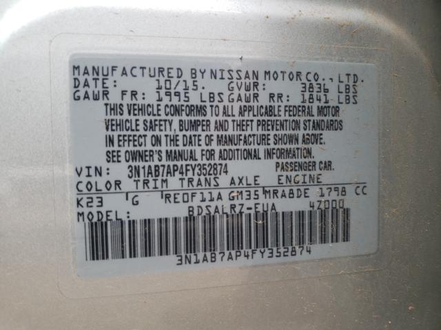 Photo 9 VIN: 3N1AB7AP4FY352874 - NISSAN SENTRA S 