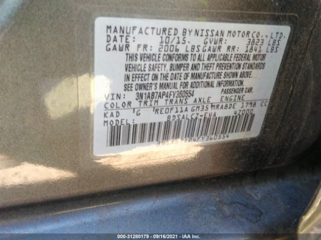 Photo 8 VIN: 3N1AB7AP4FY360554 - NISSAN SENTRA 