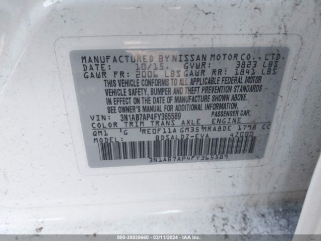 Photo 8 VIN: 3N1AB7AP4FY365589 - NISSAN SENTRA 