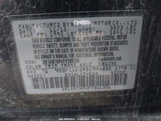 Photo 8 VIN: 3N1AB7AP4FY366306 - NISSAN SENTRA 