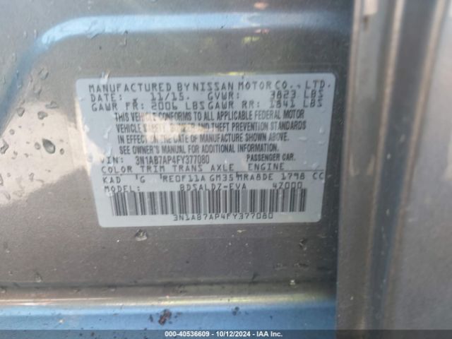 Photo 8 VIN: 3N1AB7AP4FY377080 - NISSAN SENTRA 