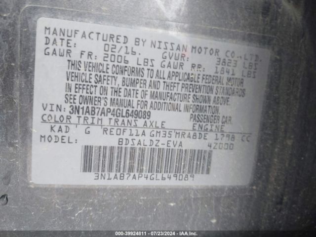 Photo 8 VIN: 3N1AB7AP4GL649089 - NISSAN SENTRA 