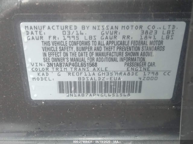 Photo 8 VIN: 3N1AB7AP4GL651568 - NISSAN SENTRA 