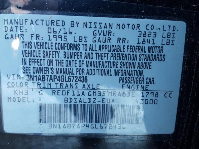 Photo 9 VIN: 3N1AB7AP4GL672436 - NISSAN SENTRA S 