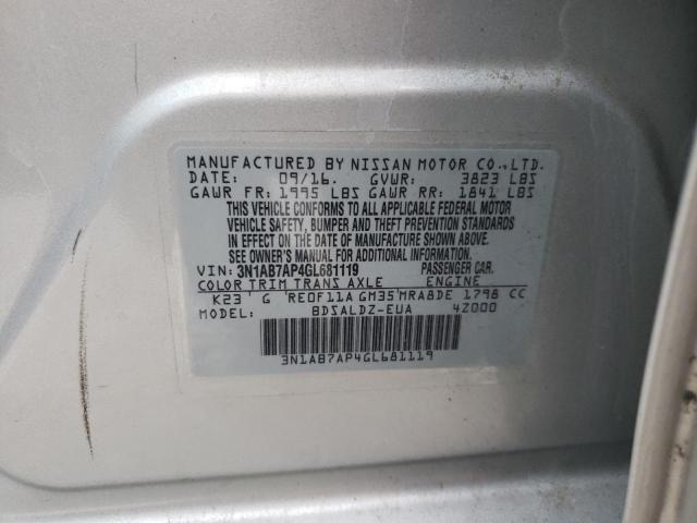 Photo 9 VIN: 3N1AB7AP4GL681119 - NISSAN SENTRA S 