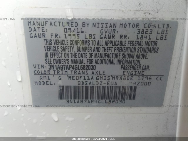 Photo 8 VIN: 3N1AB7AP4GL682030 - NISSAN SENTRA 