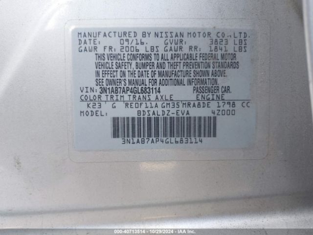 Photo 8 VIN: 3N1AB7AP4GL683114 - NISSAN SENTRA 