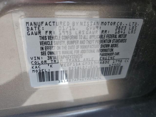 Photo 12 VIN: 3N1AB7AP4GY229626 - NISSAN SENTRA 