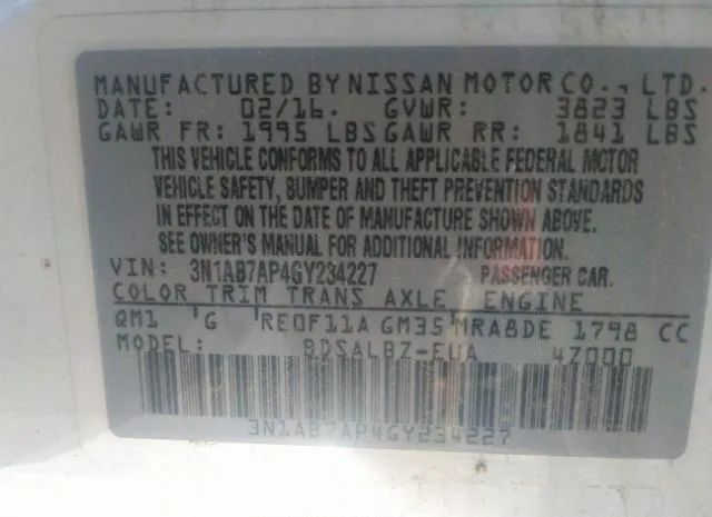 Photo 8 VIN: 3N1AB7AP4GY234227 - NISSAN SENTRA 