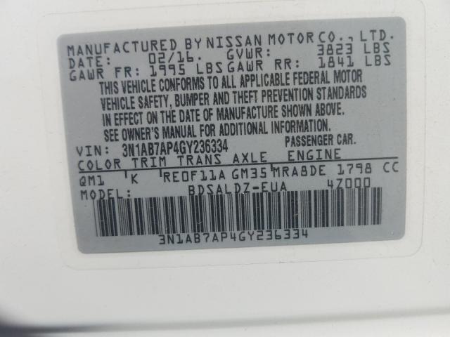 Photo 9 VIN: 3N1AB7AP4GY236334 - NISSAN SENTRA S 